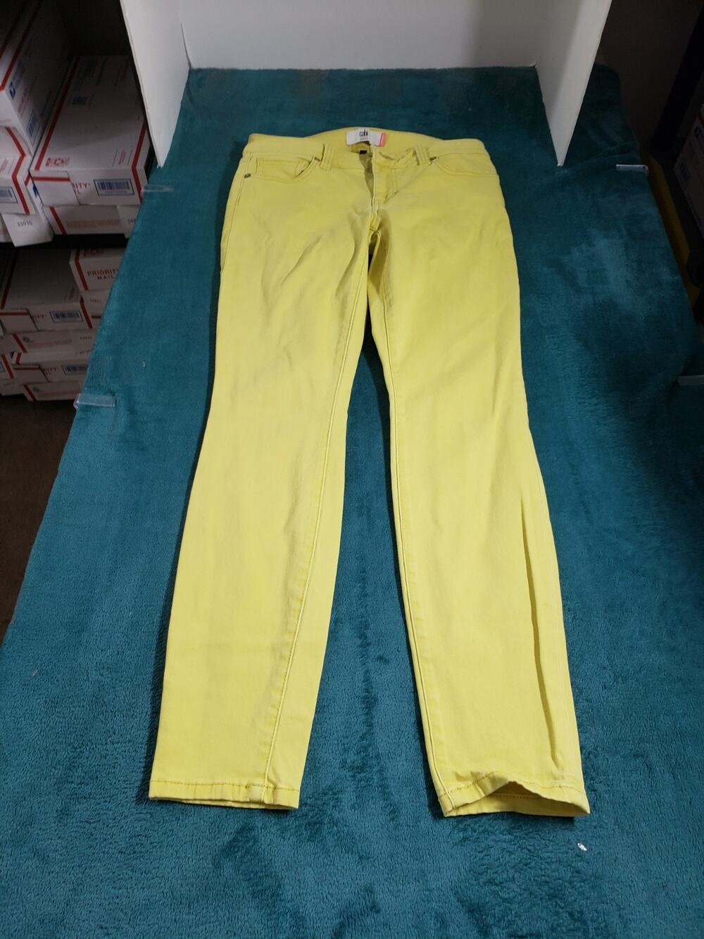 Cabi Jeans Size 4 Womens Yellow Pants Denim Stretch Ladies Mid Rise Skinny